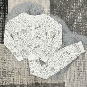 Goumi Women's Viscose Blend Holiday Designed Henley And Pant Lounge Set Size S